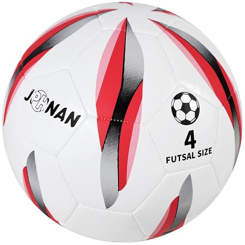 Low Bounce Futsal Ball Size 4 - Durable Indoor Soccer Ball with Thick TPU Cover & Reinforced Stitching for Training, Competitions | White Design for Youth & Adults | by JPHNAN