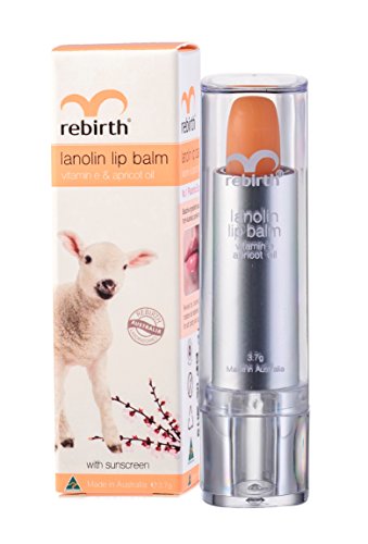 Rebirth Lanolin Lip Balm with Vitamin E & Apricot Oil, with Sunscreen, Product of Australia
