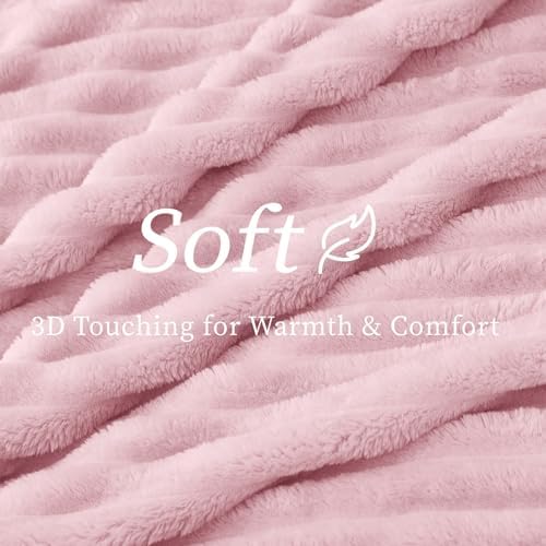 BEDELITE Striped Fleece Throw Blanket, Cherry Blossom, 50"x60" - 2