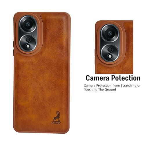 Image of AIBEX Shield Back Cover Case Compatible with Oppo A58 4G Back Cover | Flexible Vegan Leather | Full Camera Protection | Raised Edges | Super Soft-Touch | Bumper Case