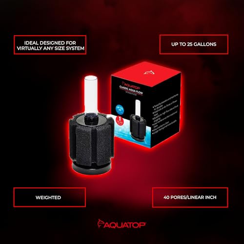 Image of Aquatop Internal Sponge Filter for Aquariums - Suitable for Tanks Up to 25 Gallons, Freshwater and Saltwater Use, Compatible with Air Pumps or Powerheads