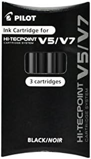 Pilot V5 Cartridge System Liquid Ink Rollerball, 0.5 mm Tip Single Pen with 3 Free Refills - Black