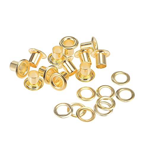 Uxcell Grommets Eyelets With Washers Kit, 9 X 4.5 X 7Mm Copper Grommet Chrome Plated For Diy Or Craft Projects Brass Tone 100 Set #TOP24