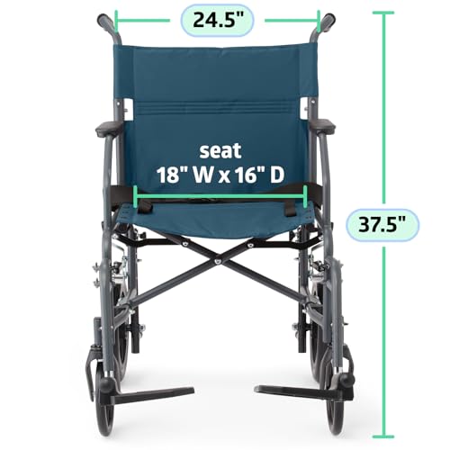 image for Medline Durable Folding Steel Transport Wheelchair with 12-Inch Wheels
