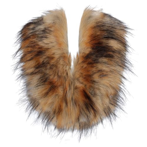 Women's Faux Fur Collar Neck Warmers for Women Wolf Scarf Deer Costume Accessories Cave Woman Accessories with Hidden Button