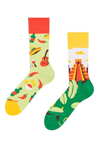 Dedoles Chaussettes Unisexe Homme Femme & Enfants beaucoup designs amusants gauche droite différent, couleur: Vert, motif: Mexique, taille: 35-38