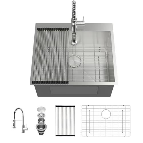Sarlai Laundry Sink with Faucet - Drop In 25"x22"x12" Deep