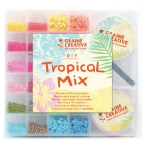 Perles et fils élastiques Tropical mix Graine Creative pour création bijoux