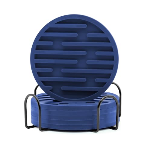 Set di Sottobicchieri, Sottobicchiere per Tazze in Silicone con Supporto per la Protezione del Tavolo, Sotto Bicchieri Antiscivolo per Pentola Ciotola Teiera