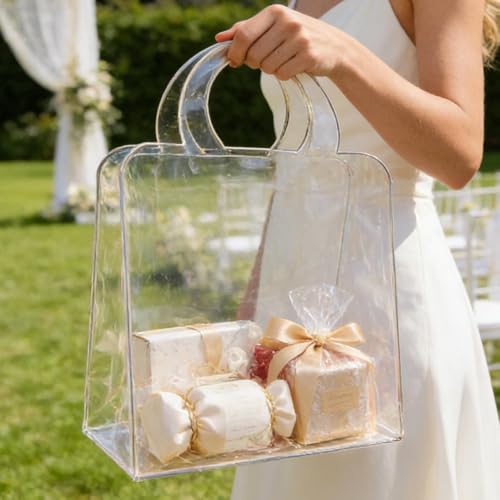 Bolsas de regalo transparentes de acrílico con asa para Navidad 3