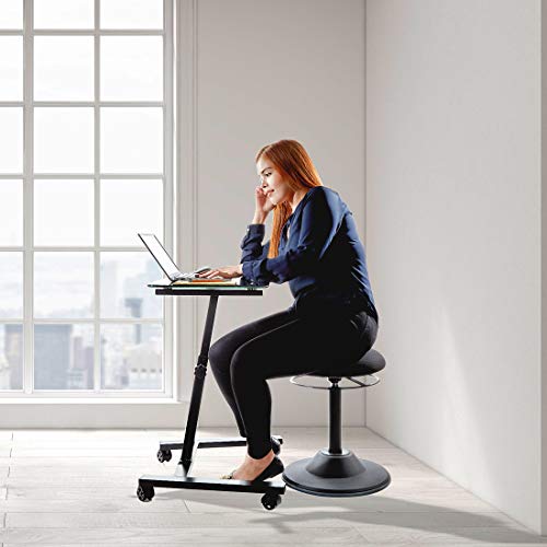 Seville-Classics-Solid-Top-Height-Adjustable-Mobile-Laptop-Computer-Desk-Cart-Ergonomic-Home-Office-Stand-Rolling-Table-Tempered-Glass-24-Black