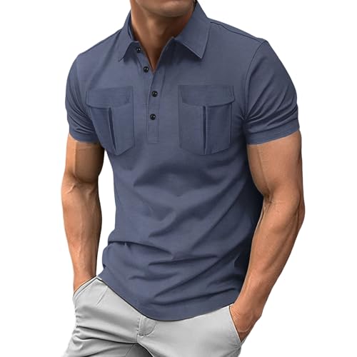 Polo à manches courtes pour homme haut de gamme et t-shirt double poche