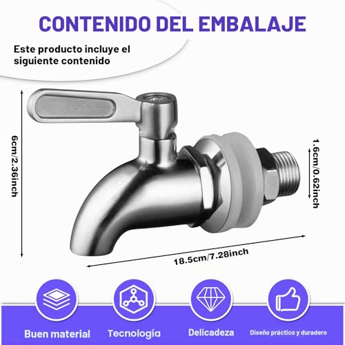 Miniatura 2 de Sporgo 2 Unidades De Acero Inoxidable Dispensador De Bebidas: Grifo De Repuesto Para Cerveza, Agua Y Otras Bebidas
