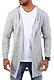 Carisma Herren Feinstrick Cardigan leichte Weste Strickjacke mit Kapuze Lange Passform Oversize Long fit 7717, Grösse:S, Farbe:Grau