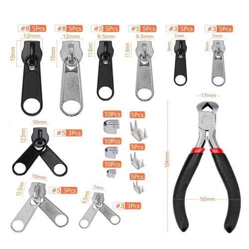 JZK 85PCS 3 Sizes 3 5 8, Zip Repair Kit, Zipper Slider Replacement Accessories - Image 2