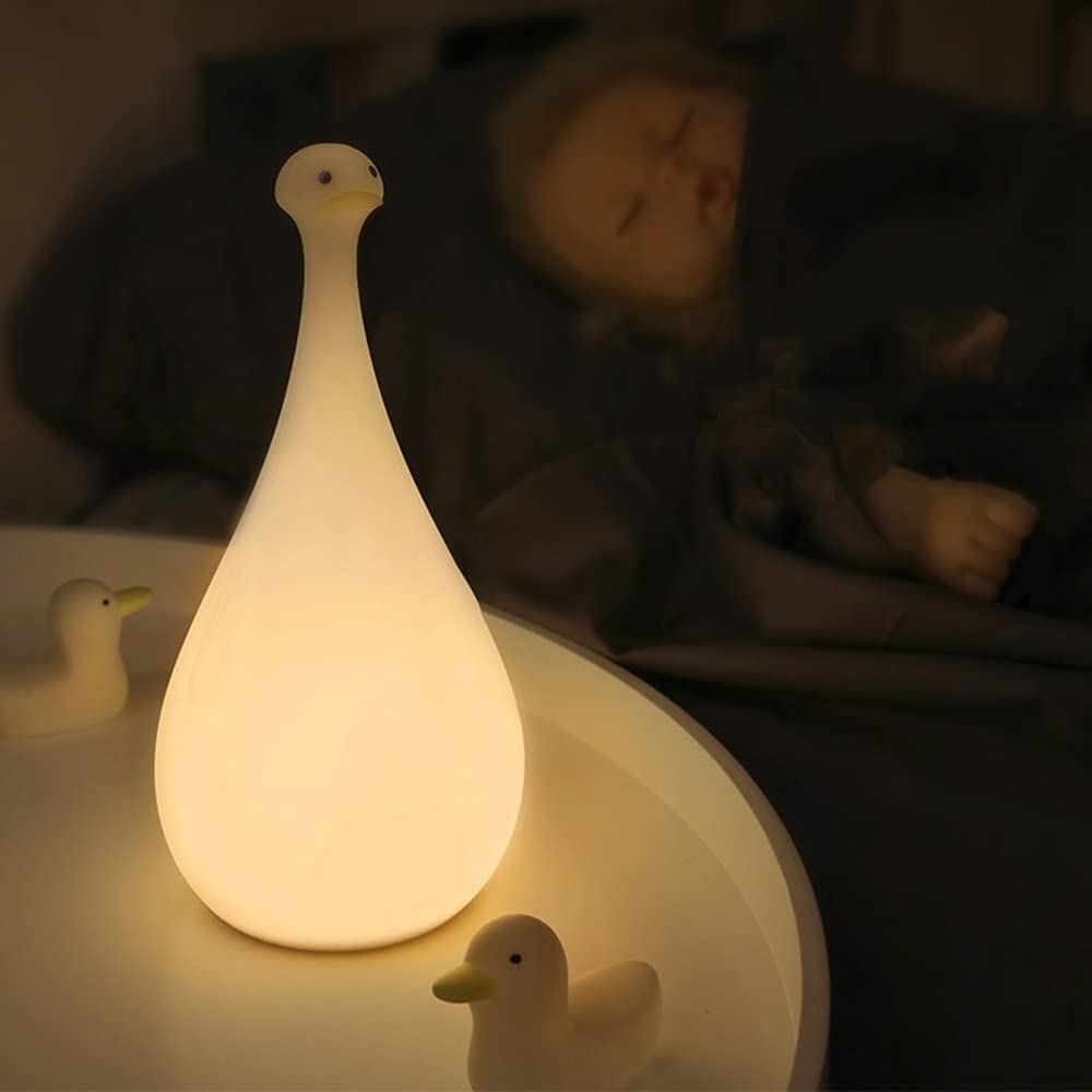 Luce Notturna in Silicone a Forma di Anatra Lampada per Allattamento a LED dimmerabile Lampada da Tavolo Decorativa per Camera da Letto Ricaricabile Luce di Sonno per Bambini Regali