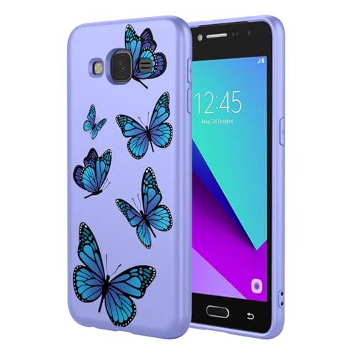 Coque Samsung Galaxy J2 Prime en silicone TPU souple antichoc motif papillon violet