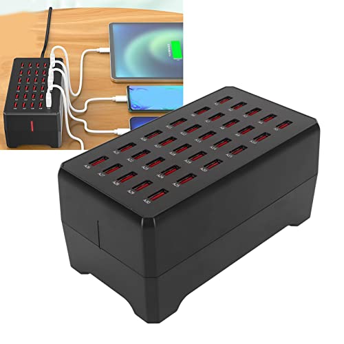 Caricatore USB, Stazione di Ricarica USB a 30 Porte da 150 W, Hub di Ricarica Rapida con Protezione Multipla per Tablet Smartphone, Riconoscimento Intelligente della Ricarica (Spina UE)