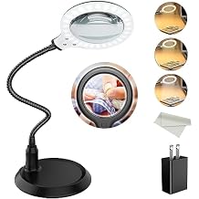 5X Magnifying Lamp,Dimmable 3color Model Settings Magnifier with Led Light,Hands Free Magnifying Glass with Light and Stand for Reading,Hobbies,Crafts,Workbench