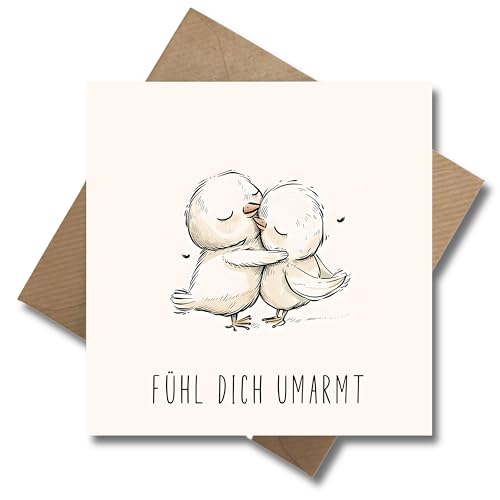 WBdesignz Genesungskarte Vogel Gute Besserung Karte Grüße - Gute Besserung Partnerschaft Liebe Beziehung Karte Fühl Dich Umarmt (125 x 125 mm)
