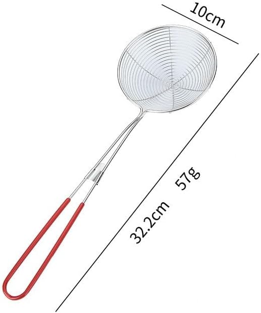 Silverware Flatware Set, 1/4/6/8/10/12 Pieces Large Stainless Steel Wire Drain Home Kitchen Fried Food Filter Hotel Restaurant Long Plastic Handle Hot Pot Net(Black,10 Pieces)