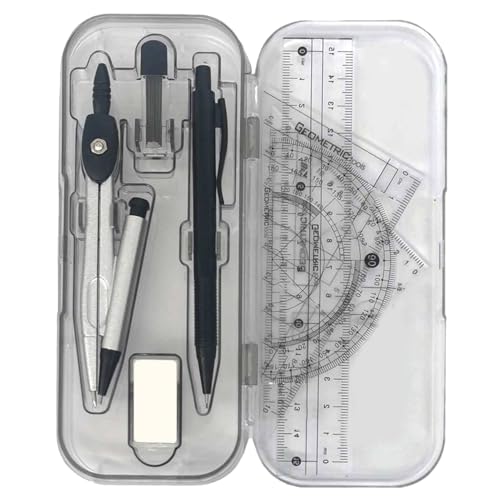 XIAOXIAOYU 幾何学キット | 10X 数学幾何学キット 分度器キット 収納ボックス付き 学生用品 学校用数学ツールキット