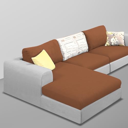 Image of Koza LHS 4 Seater L Shape Sofa Set for Living Room (Brown Grey Fabric) Premium Fabric Sofa