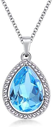 LEECCO Princess Elsa Necklace Teardrop Light Blue Pendant Necklace Jewelry Gift for Girls,Sofia Birthday Amulet(Blue)