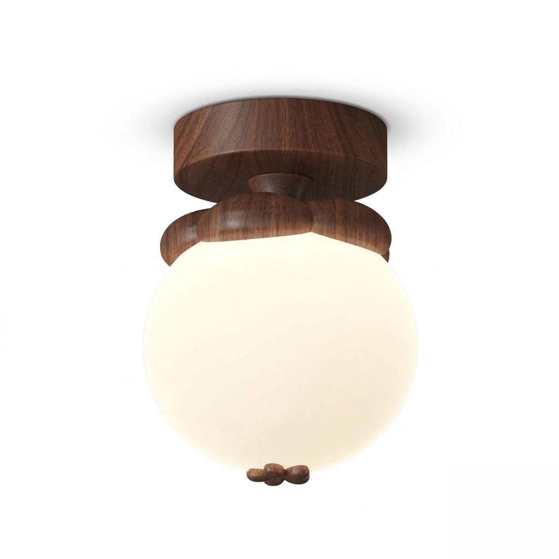 Plafonnier globe en fer effet bois, lampe rétro française haut de gamme