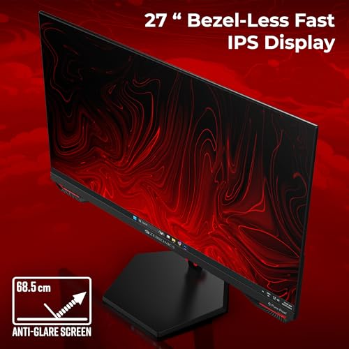 Image of Zebronics S27A 27 inch inch (68.5 cm) Gaming Monitor, 220Hz Refresh Rate, Fast IPS Display, HDMI, DP, FHD 1920x1080, 350nits Brightness, Built-in Speakers, ZGame Aid, Adaptive Sync, Bezel-less, Wall Mountable