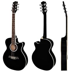 World Rhythm WR-204 Guitare acoustique taille 3/4 – Guitare pan coupé petit corps pour débutants – Noir - Les Beatles, Paul McCartney, John Lennon, RIngo Starr, George Harrison World Rhythm WR-204 Guitare acoustique taille 3/4 - Guitare pan coupé petit corps pour débutants - Noir – Image 2