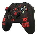 Pixelated Skull Controller Skin Compatible with Xbox Series X Wireless Controller, RALAN Protector Case， Customised Thumb Grips Cap