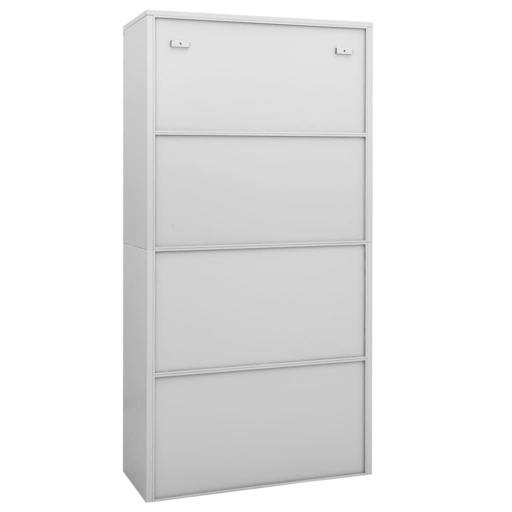 Armadio da ufficio grigio chiaro, 90 x 40 x 180 cm, in acciaio e vetro temperato, con serratura, scaffali regolabili, richiudibile, per ufficio, officina, cantina e soggiorno, ordine e spazio