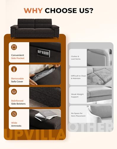 Image of Upvilla 88.97 inch Modern Sofa Couch Deep Seat Sofa for Living Room(Dark Gray)