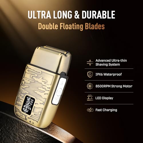 Image of Electric Foil Shavers for Men | Waterproof Powerful Motor Electric Razor Barber Supplies LED Displays & USB Charging Shaver, Gifts
