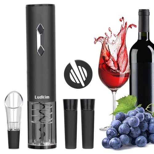 Ludkim Electric Wine Opener, 5-in-1 Automatic Wine Bottle Opener Set| Electric Corkscrew Wine Opener With Foil Cutter, Aerator Pourer, 2 Vacuum Stoppers, Ideal for Home Bar, Party, Wedding Gifts by Ludkim - Image 2