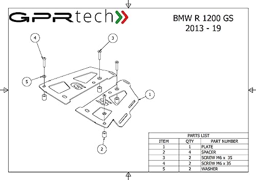 GPR Tech Top Case ALPI-Tech 45 LT kompatibel mit R 1250 GS 2019/2020 e4 Top Case ALPI-Tech 45 LT, Silberfarben mit spezieller Platte, Fassungsvermögen 45 Liter
