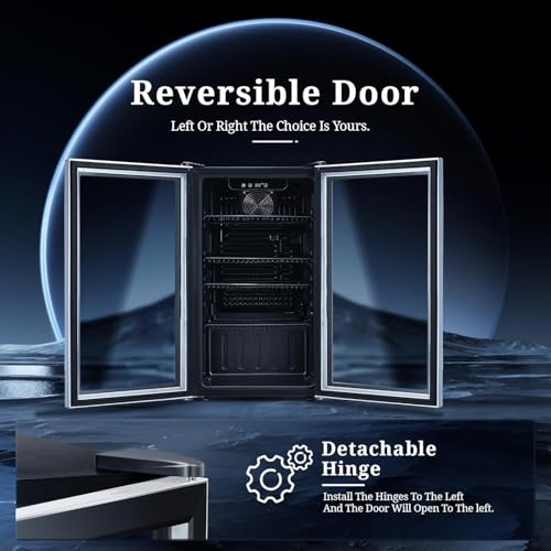 Image of Antarctic Star 26 Bottle Wine Cooler /Cabinet Refrigerator Mini Wine Cellar Beer Soda Clear Glass Door Bar Fridge Quiet Compressor Adjust Temp Freestanding Indoor Use 3.0cu.ft Black