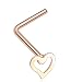 Rose Gold Colored Dainty Heart Icon L-Shaped Nose Ring - Sold as a Pair