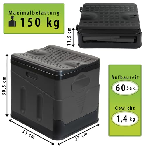 Montafox Faltbare Campingtoilette max 150 kg Mobile Toilette WC Klapptoilette Trockentrenntoilette 12 Toilettenbeuteln - Farbe: grau/schwarz