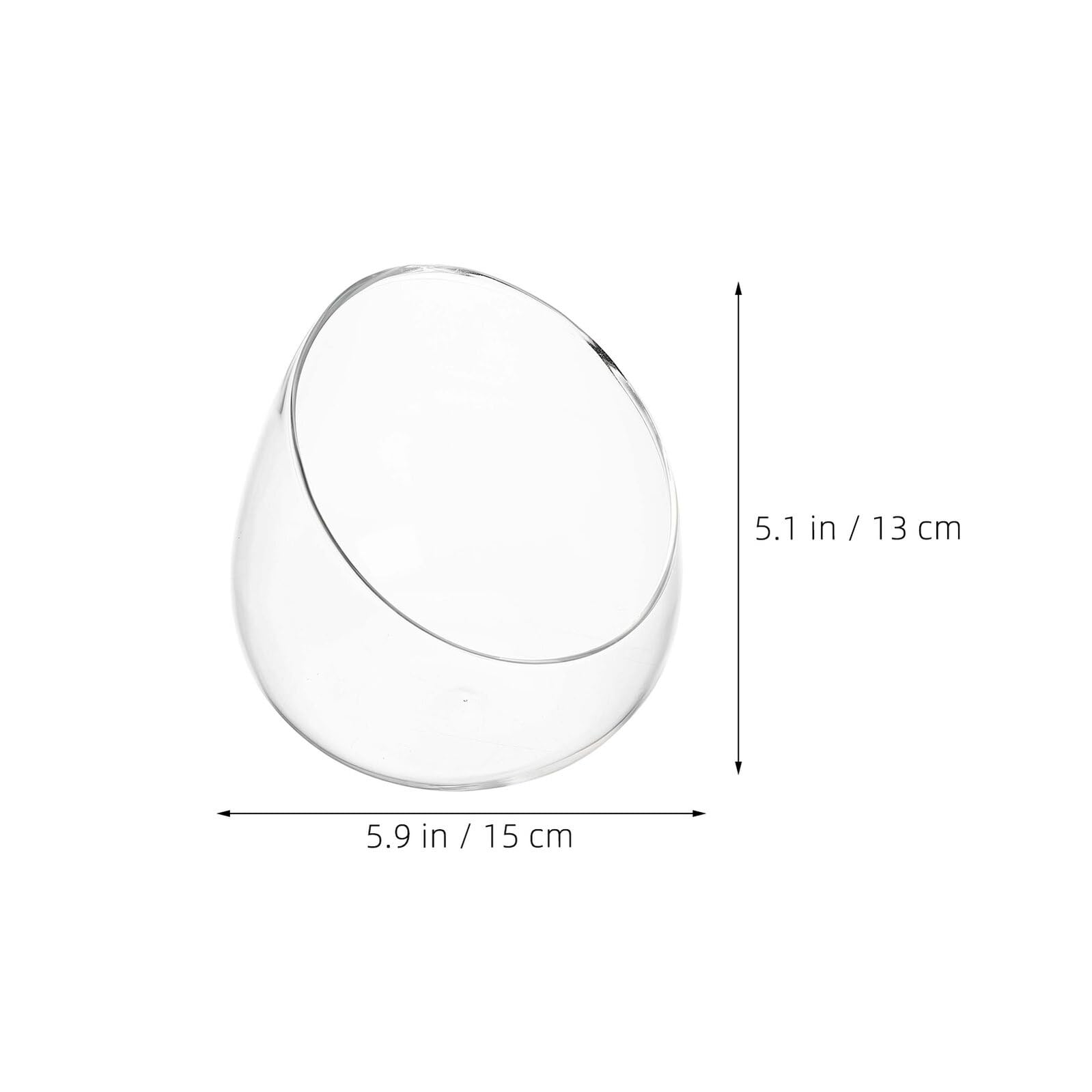 Cuenco de Vidrio para Terrario Corte Inclinado, Diámetro 15 CM, Jarrón Transparente para Micropaisaje, Maceta de Plantas Suculentas, Decoración de Escritorio y Hogar