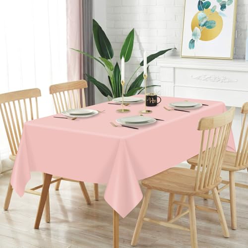 Image of Mulbozy 2Pcs Blush Pink Plastic Tablecloth, Dusty Pink Table Cloth