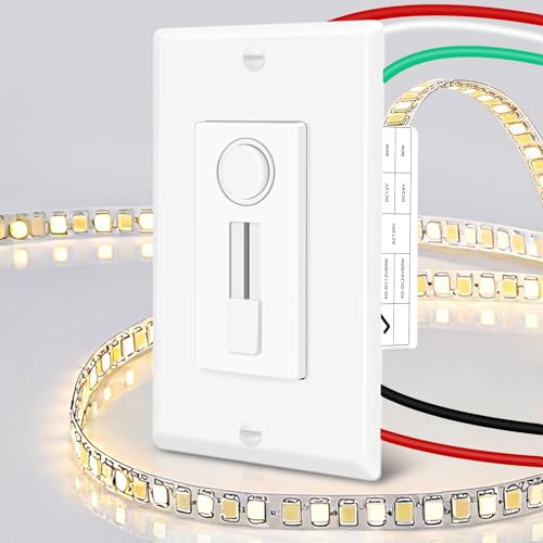 Greencycle 60W 12V LED Driver and Dimmer Switch,Compatible with Only 12VDC LED Strip Lights and Fixtures,Single Integrated Unit, Converts 120V AC to 12V DC, Neutral Wire Required, ETL
