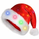 kockuu Santa Hats, Oversize Light up Christmas Hats, Large Santa Hat with LED Lights, Flashing Santa Claus Hat for Adults & Kids