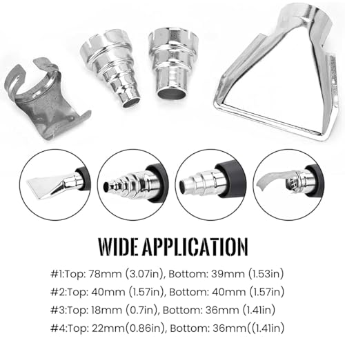 Image of Serplex 4Pcs Heat Gun Nozzles 4 Type of Heat Gun Nozzles Stainless Steel Conical Nozzles Soldering Station Nozzle Reflector Deflector Nozzle for Hot Air Gun