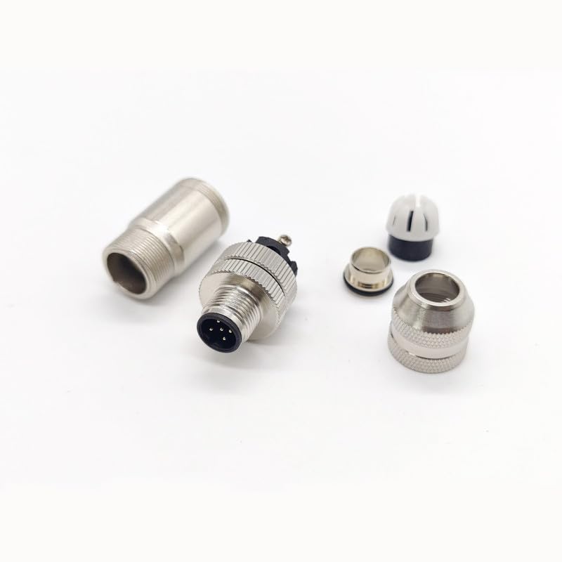 5Pcs M12 5 pin Male Connector, B Code Straight Type Adapter for PG7/PG9 Cable IP67 Waterproof Shielding Metal Shell Sensor Field Assembly Circular Connector for Electric Bicycles 60V 4A AC/DC（5pcs）