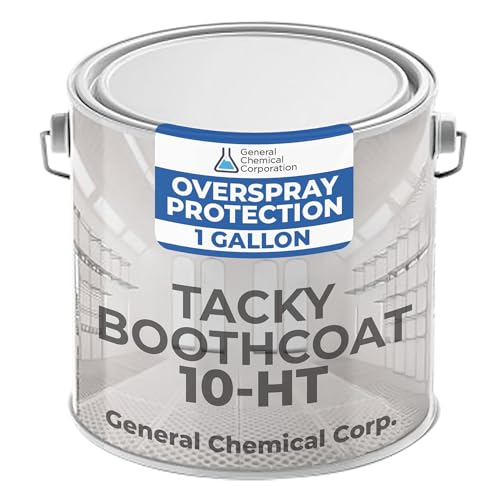 Tacky BoothCoat 10HT Clear Tacky Surface Coating - for Industrial Paint Booths, Water Based, Conveyors & Non Porous Surfaces, High Temperature Stable up to 180°F, Long Lasting Protection, 1 Gallon