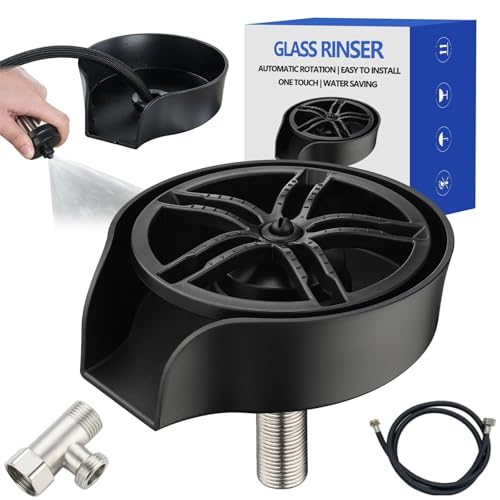 Glass Rinser for Kitchen Sink, High Pressure Bottle Washer Automatic Cup Washer with Pull-Out Spray,...