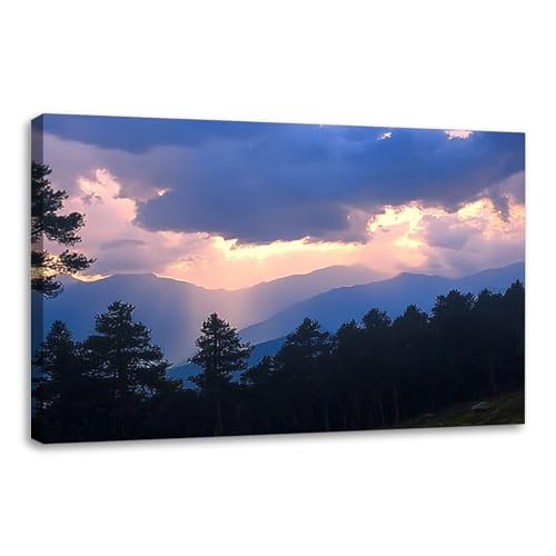 Skipvelo Canvas Wall Art Prints Paintings Poster Artwork Sunset view dusky Himalayan mountains Himachal Pradesh pink glow sky Home Decor Ready to Hang for Living Room Bedroom Office 20 x 30 inch