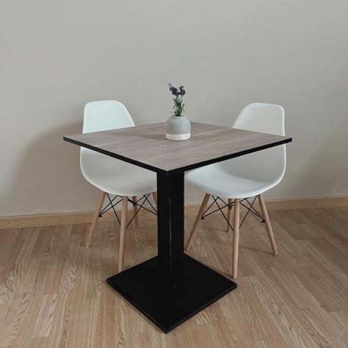 Generico TAVOLO BAR | BISTROT | RISTORANTE QUADRATO CON PIEDE CENTRALE 60/70/80 cm colori assortiti (ROVERE CAPRI - NERO, 60X60)